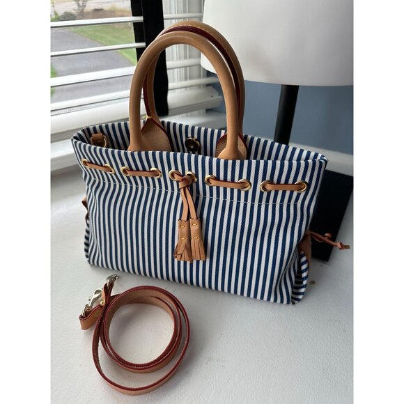 NWOT DB Dooney & Bourke blue and white striped top handle crossbody - Picture 5 of 8